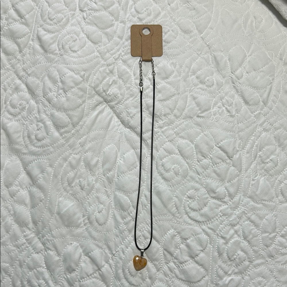 Woman’s Black and Peach Heart Pendant Necklace